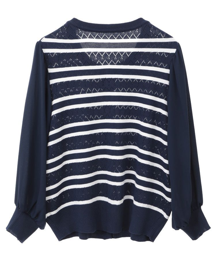 earth music&ecology「透かし編みボーダーカーディガン」|カーディガン|