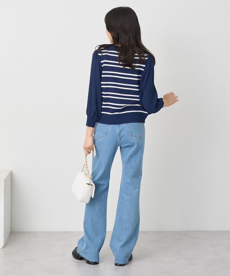 earth music&ecology「透かし編みボーダーカーディガン」|カーディガン|