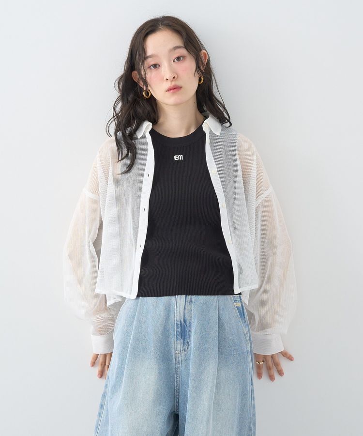 earth music&ecology「メッシュストライプショートシャツ」|シャツ・ブラウス|