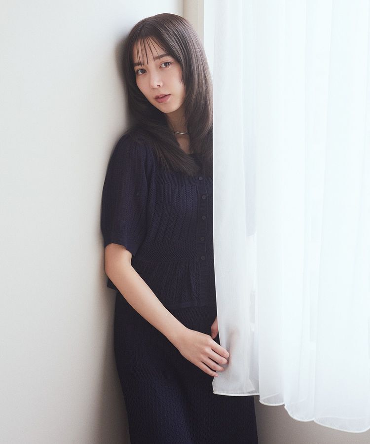 earth music&ecology「SET2点レース編みペプラムカーデ＋スカート」|スーツ|