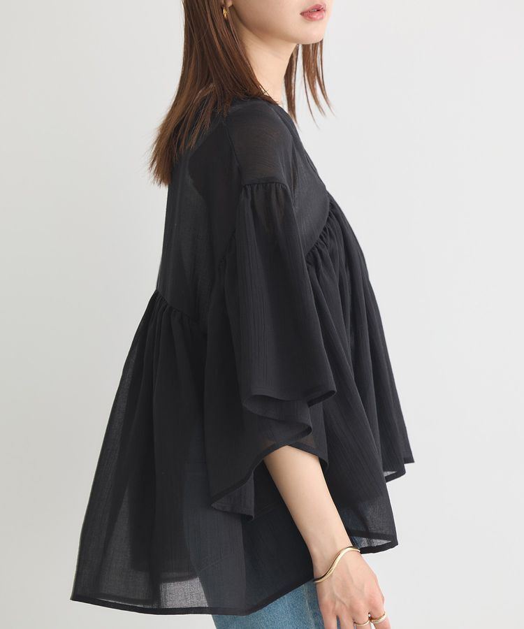 earth music&ecology「Vネックギャザーブラウス」|シャツ・ブラウス|