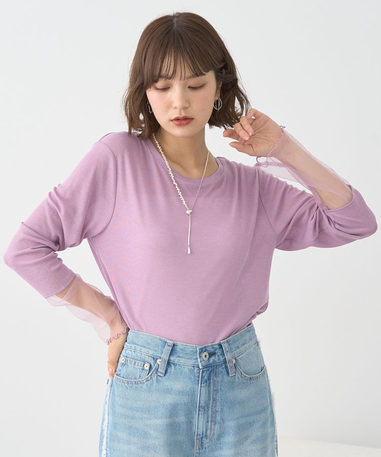 earth music&ecology「シアースリーブプルオーバー」|Tシャツ・カットソー|Lavender