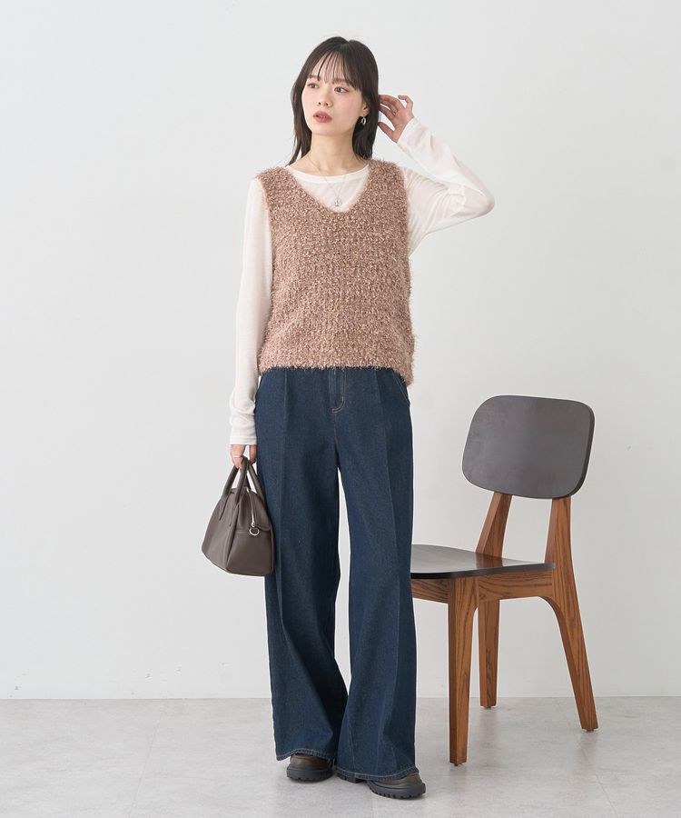 earth music&ecology「ポンポンヤーンベスト」|ベスト・ジレ|