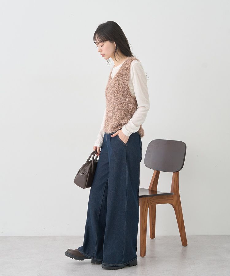 earth music&ecology「ポンポンヤーンベスト」|ベスト・ジレ|