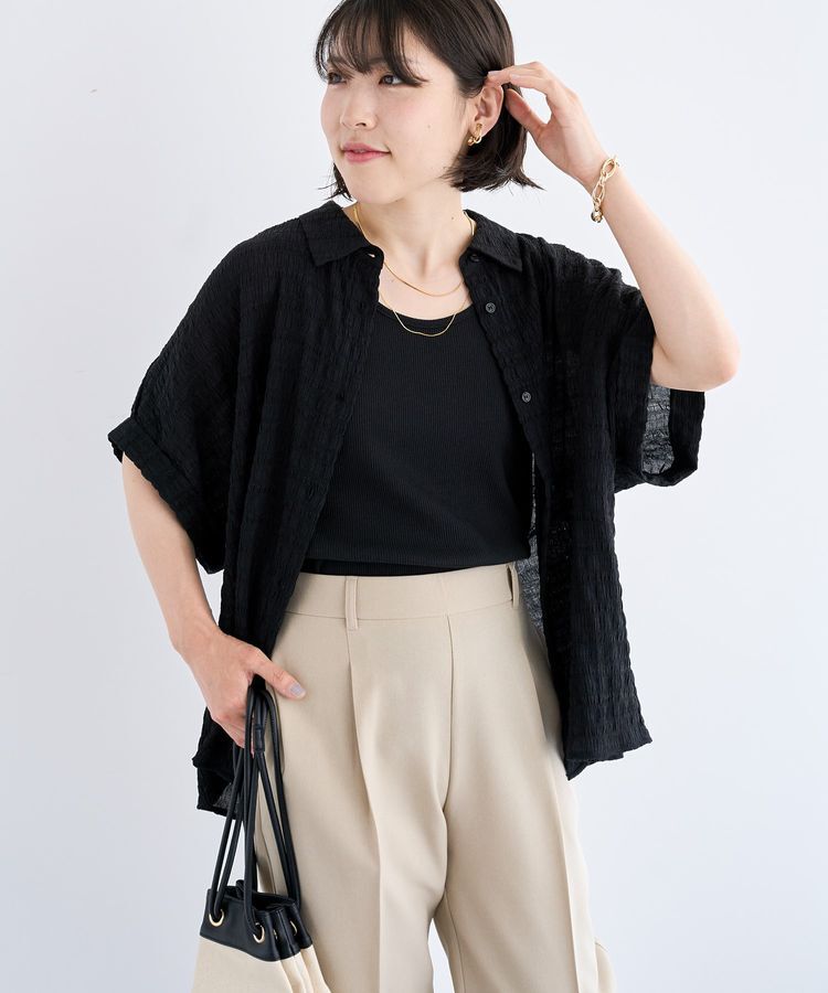 Green Parks「シアーシャーリングフレンチスリーブシャツ」|シャツ・ブラウス|