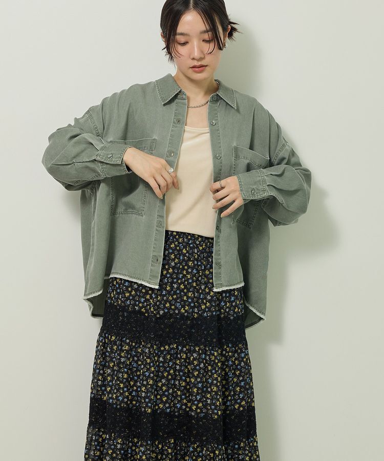 Green Parks「裾フリンジヴィンテージ風シャツ」|シャツ・ブラウス|