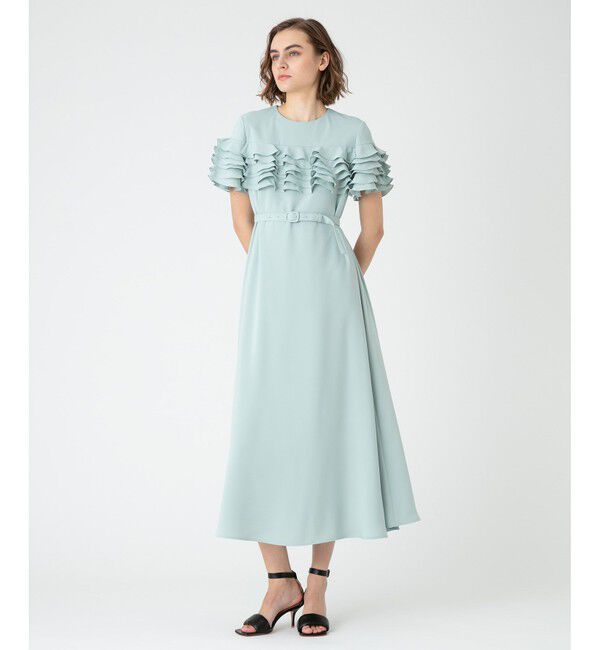 LOULOU WILLOUGHBY「【LOULOU WILLOUGHBY】ラッフルコサージュワンピース」|ワンピース|グリーン