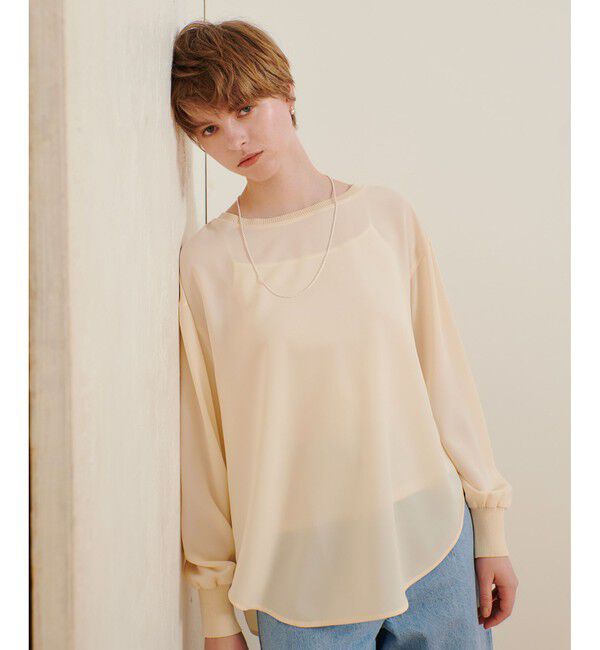 allureville「リブカフスプルオーバーブラウス」|シャツ・ブラウス|ベージュ