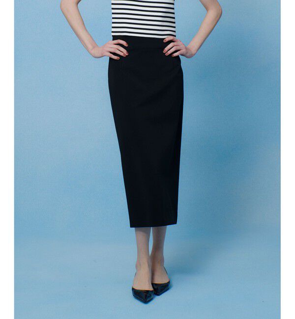 LOULOU WILLOUGHBY「【LOULOU WILLOUGHBY】カメリアポンチタイトスカート」|タイト|ブラック