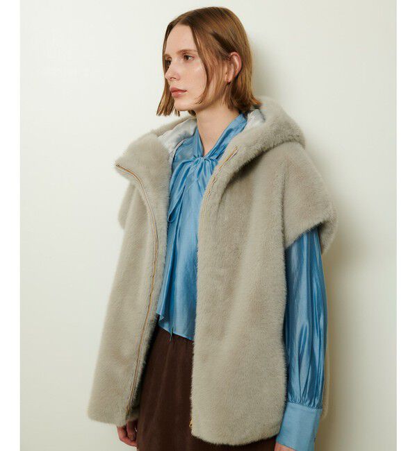 allureville「フェイクミンクファーフーディーブルゾン」|ブルゾン・スタジャン|