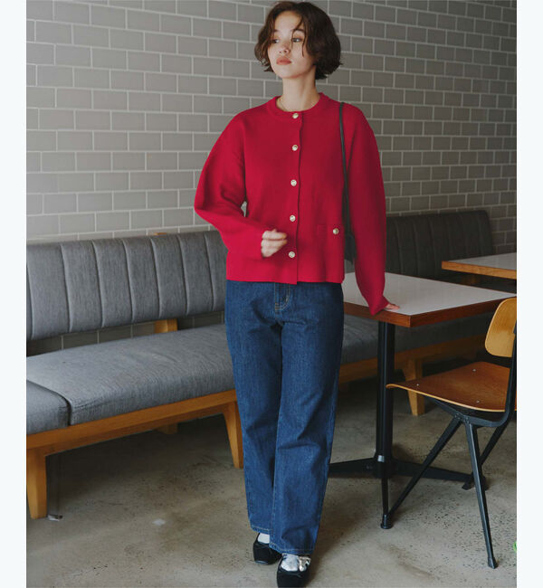 titivate「ゴールド釦ニットカーディガン」|ニット・セーター|