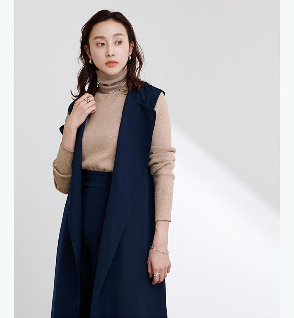 ur's「フィンガーホール付リブタートルネックトップス」|ニット・セーター|杢ベージュ