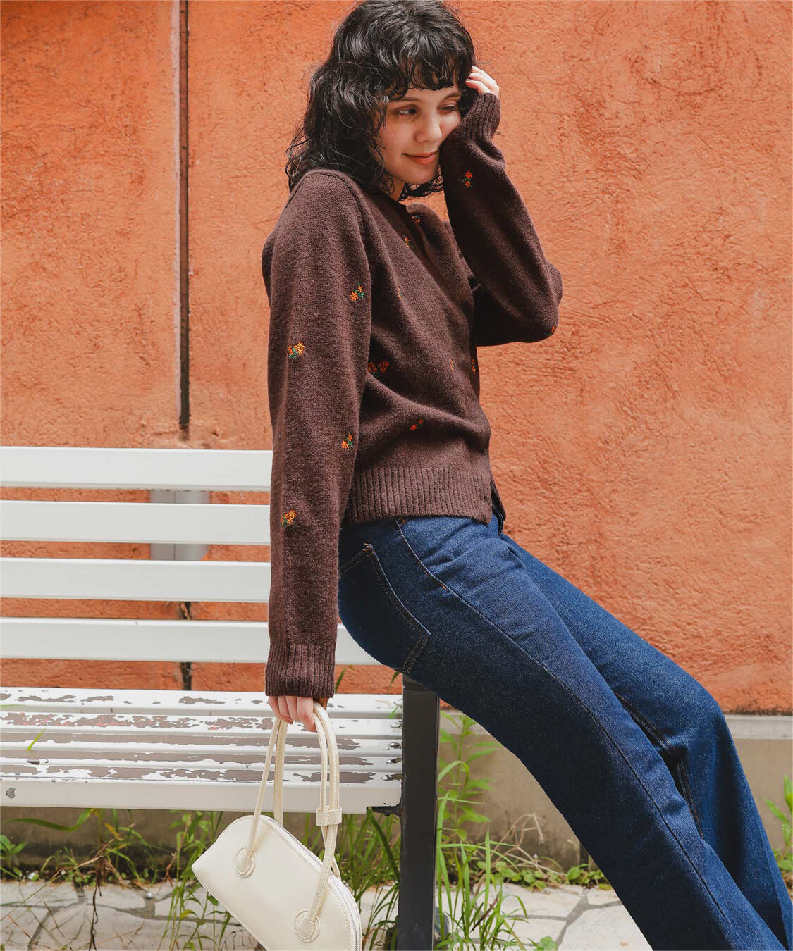 titivate「アルパカタッチフラワー刺繍カーディガン」|ニット・セーター|