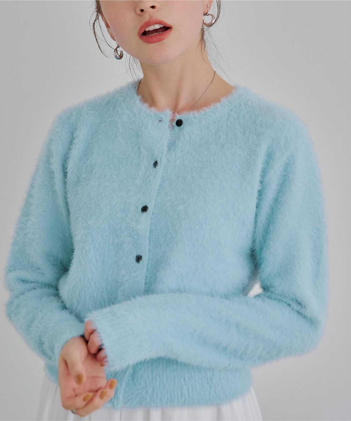 titivate「クルーネックミニシャギーニットカーディガン」|ニット・セーター|