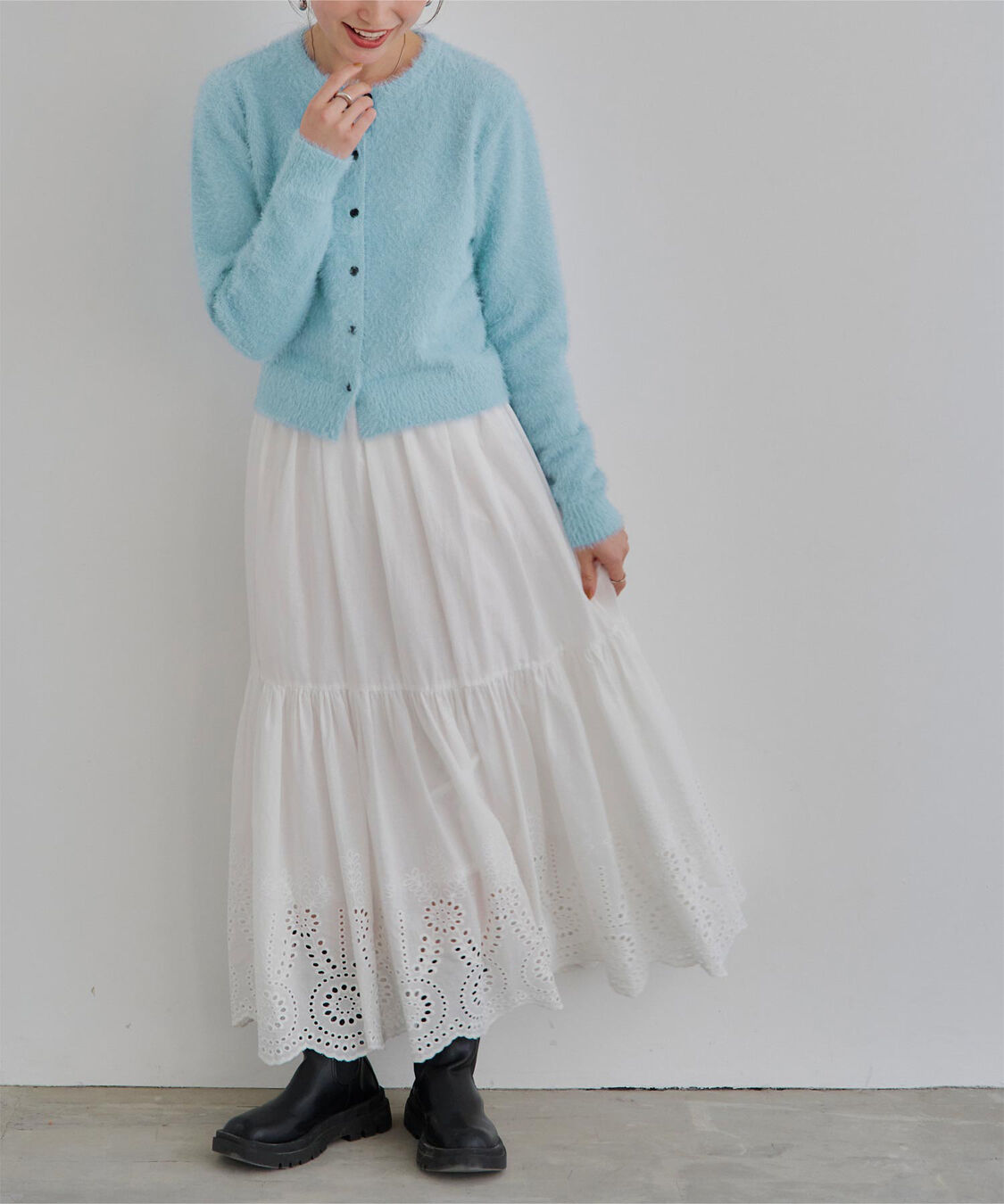 titivate「クルーネックミニシャギーニットカーディガン」|ニット・セーター|