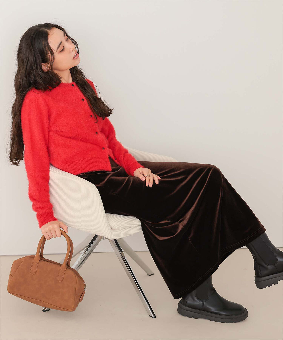 titivate「クルーネックミニシャギーニットカーディガン」|ニット・セーター|