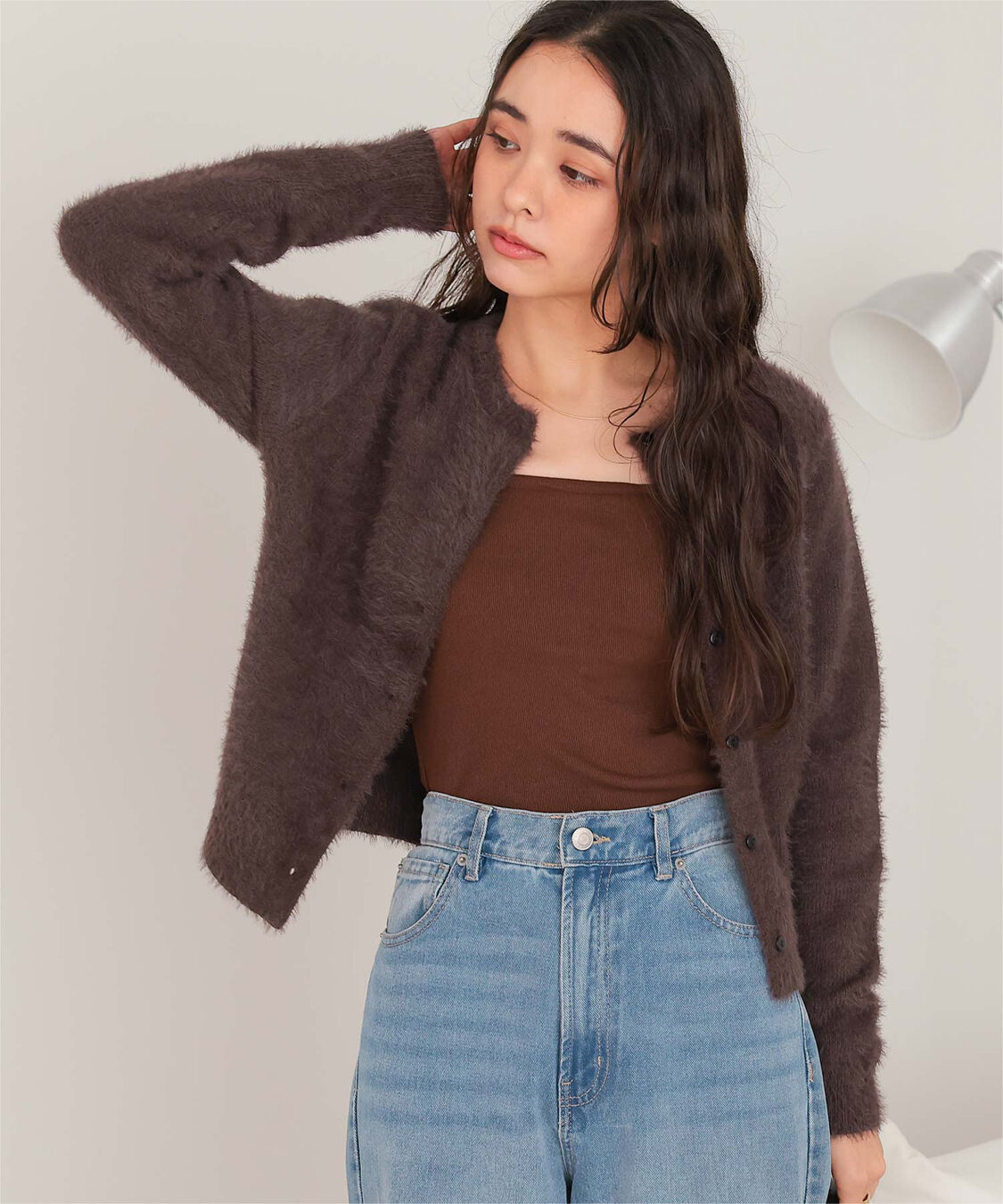 titivate「クルーネックミニシャギーニットカーディガン」|ニット・セーター|