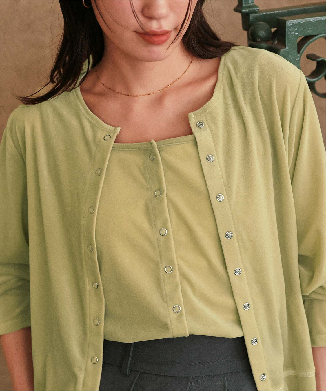 titivate「前後2wayシアーベロアタンクトップ」|タンクトップ|グリーン