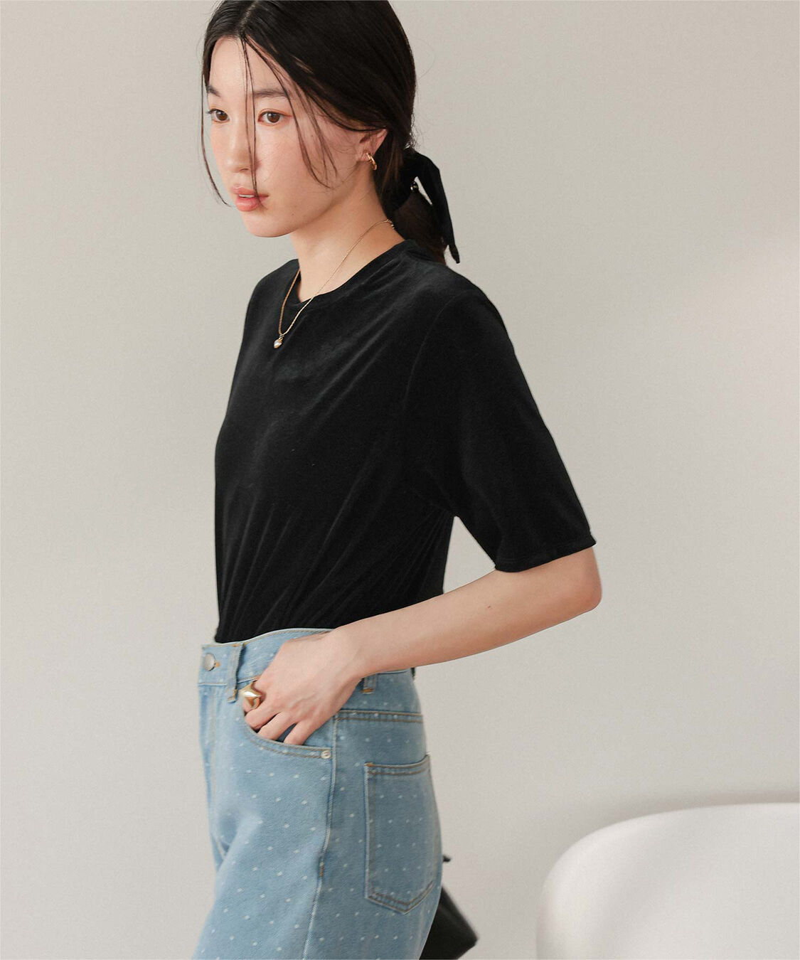 titivate「シアーベロア半袖Tシャツ」|Tシャツ・カットソー|