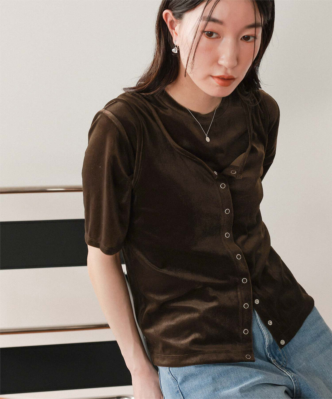 titivate「シアーベロア半袖Tシャツ」|Tシャツ・カットソー|