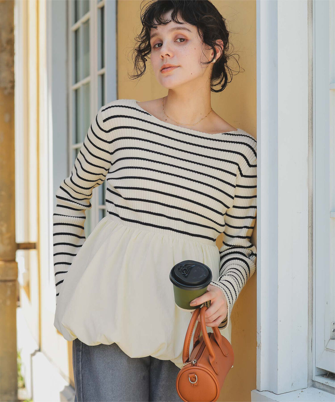 titivate「ヘムバルーンドッキングボートネックリブニット」|ニット・セーター|