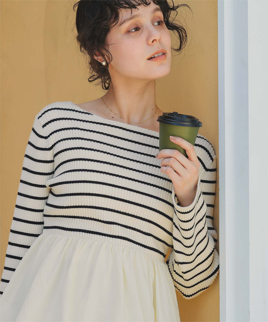 titivate「ヘムバルーンドッキングボートネックリブニット」|ニット・セーター|