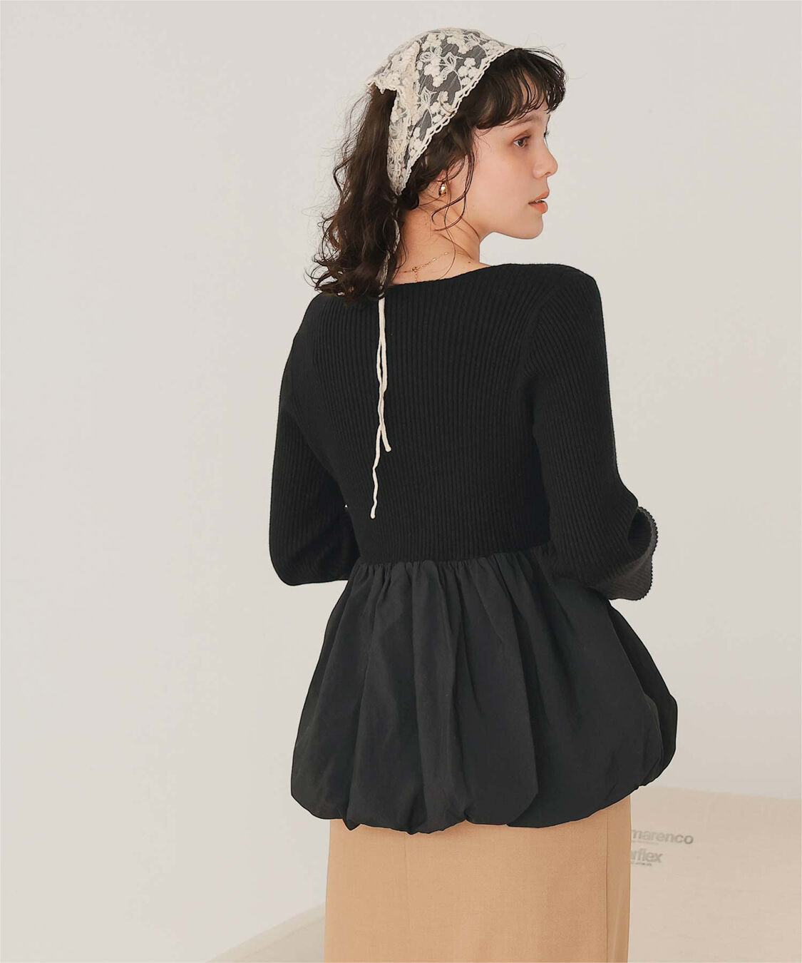 titivate「ヘムバルーンドッキングボートネックリブニット」|ニット・セーター|