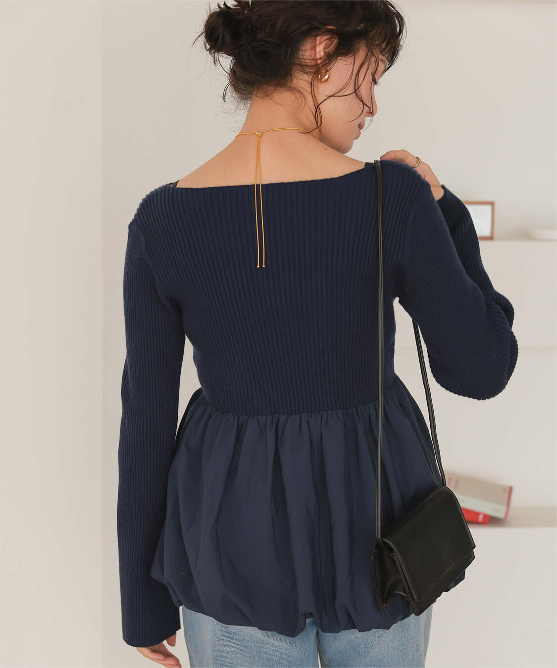 titivate「ヘムバルーンドッキングボートネックリブニット」|ニット・セーター|