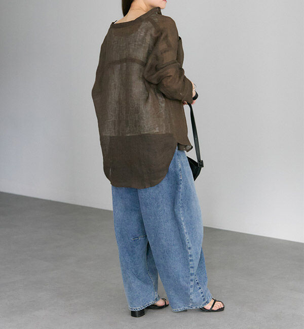  「シアーガーゼバンドカラーブラウス」|シャツ・ブラウス|