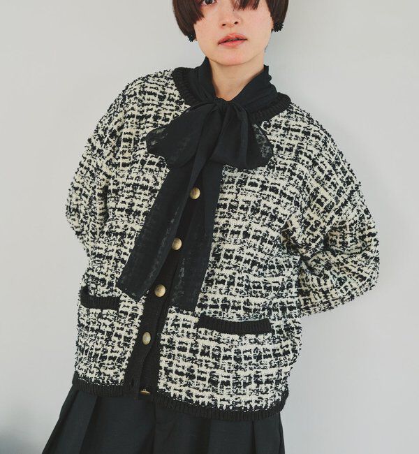  「ツィードライクニットカーディガン」|ニット・セーター|