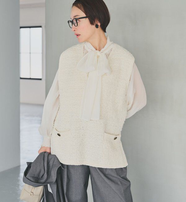  「ツィードライクニットベスト」|ニット・セーター|