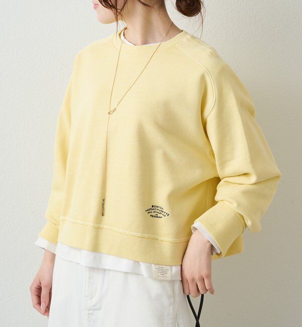  「ロゴ刺繍ショートスウェット」|プルオーバー|イエロー