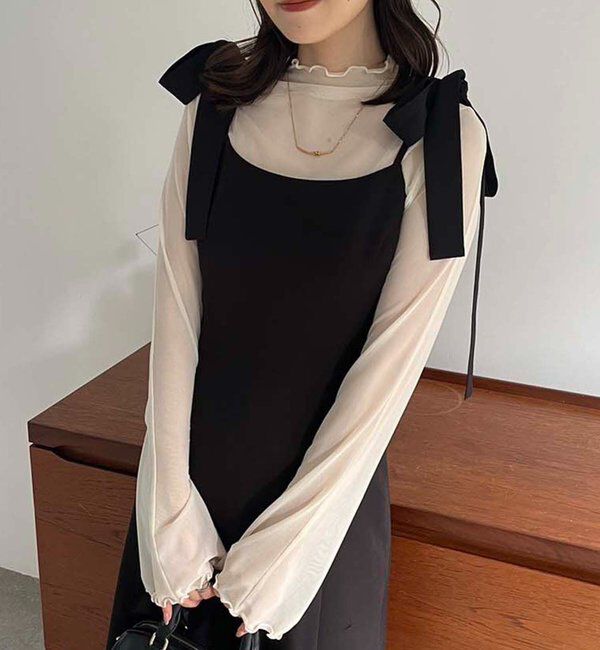  「【新色追加】着痩せ効果抜群/マイナス5キロ見えキャミワンピ」|ワンピース|