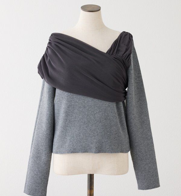  「異素材ドッキングオフショルニット」|ニット・セーター|