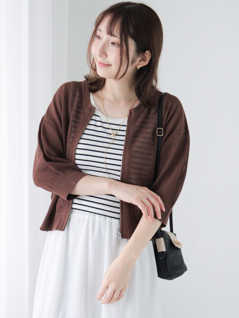 Te chichi TERRASSE「メッシュダブルジップカーディガン」|カーディガン|ブラウン