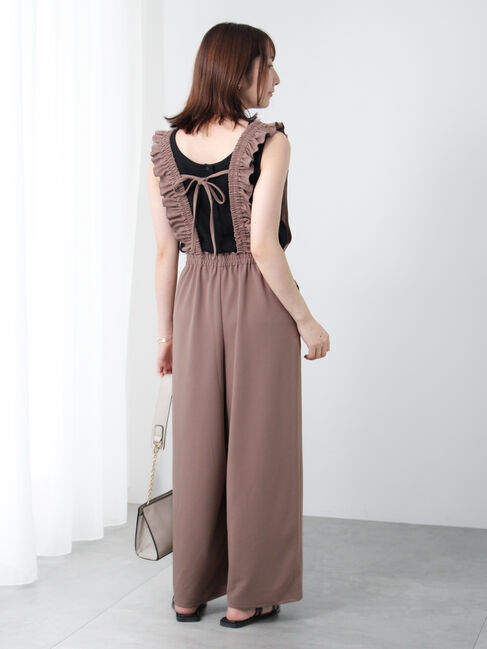 Te chichi TERRASSE「フリルカットサロペット」|その他|ブラウン