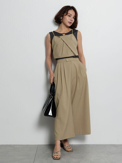 Te chichi「金釦麻調タックガウチョパンツ（セットアップ可）」|その他|