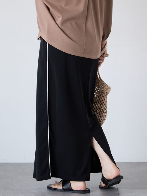 Lugnoncure「サイドラインジョーゼットナロースカート」|スカート|ブラック