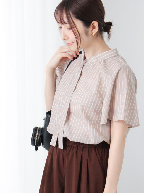 Te chichi TERRASSE「【ｲｰｼﾞｰｹｱ/接触冷感】無地/柄アソートパール釦ボウタイブラウス」|シャツ・ブラウス|