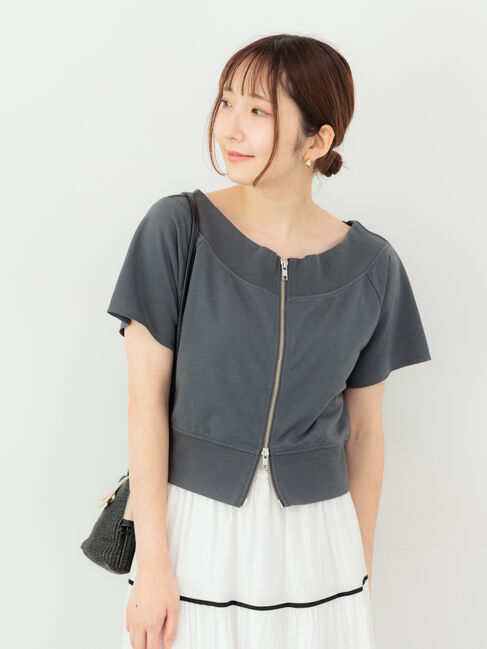 Te chichi TERRASSE「ダブルジップオフショルカットトップス」|その他|チャコールグレー