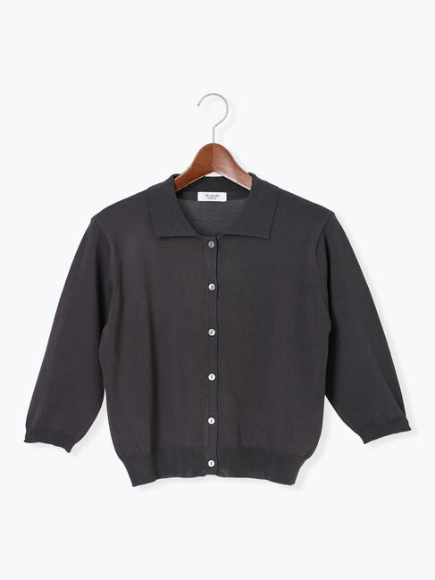 Te chichi TERRASSE「衿付き7分袖カーディガン」|カーディガン|チャコールグレー