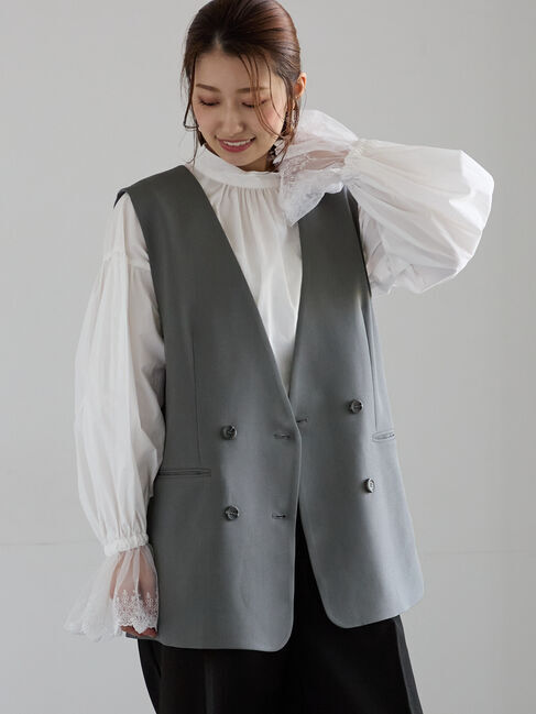 Te chichi「ノーカラーダブルブレストジレ」|ダウンベスト・ベスト|