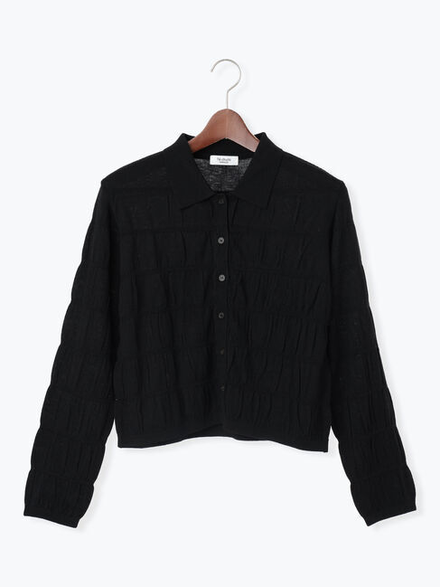 Te chichi TERRASSE「シャーリング衿付きカーディガン《2025autumn catalog item》」|カーディガン|ブラック