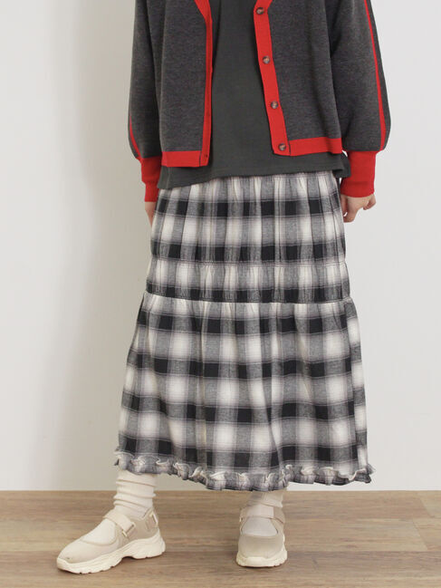 Samansa Mos2「シャーリングティアードスカート」|スカート|ブラック