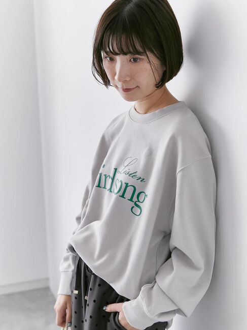 Samansa Mos2 blue「裏毛ロゴスウェット」|Tシャツ・カットソー|