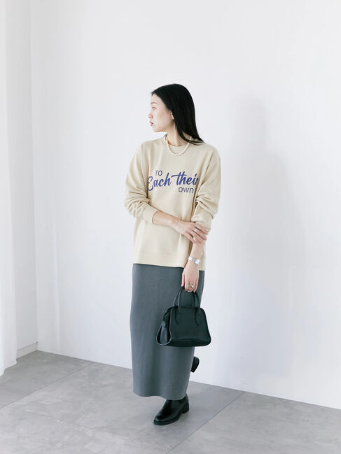 Samansa Mos2 blue「裏毛ロゴスウェット」|Tシャツ・カットソー|