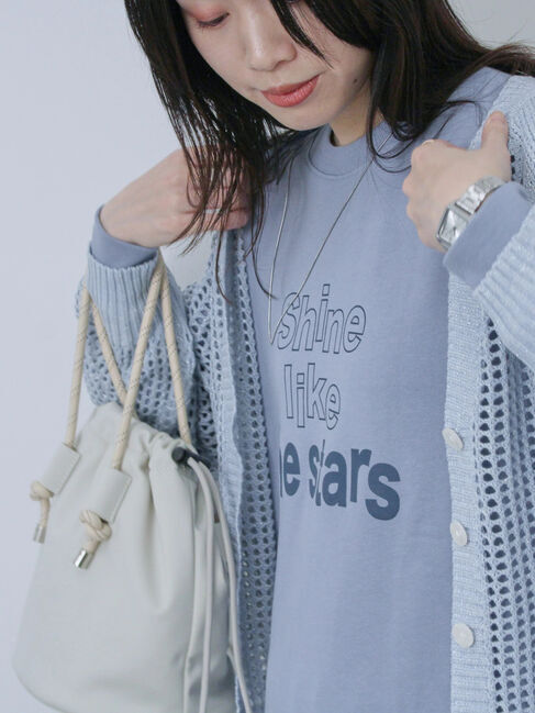 Samansa Mos2 blue「裏毛ロゴスウェット」|Tシャツ・カットソー|