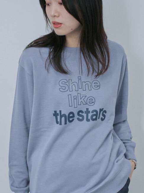 Samansa Mos2 blue「裏毛ロゴスウェット」|Tシャツ・カットソー|