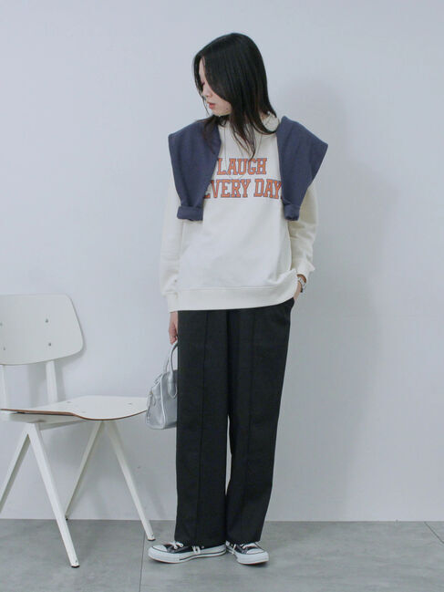 Samansa Mos2 blue「裏毛ロゴスウェット」|Tシャツ・カットソー|