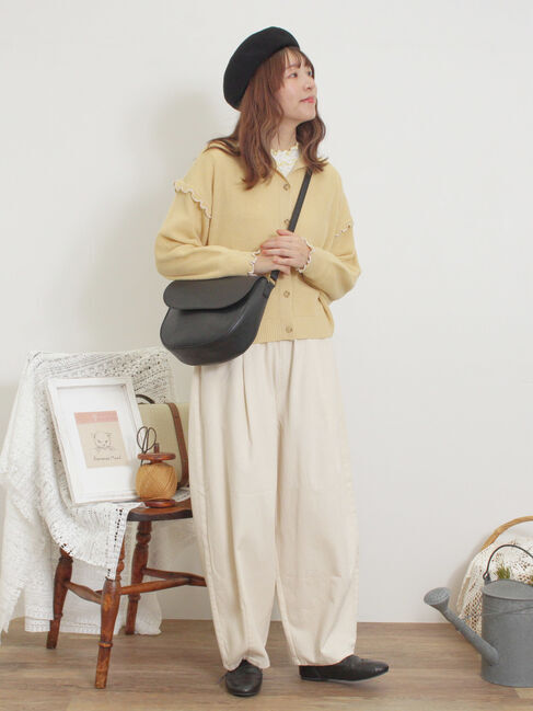 Samansa Mos2「配色メロー畦編みニットカーディガン」|カーディガン|